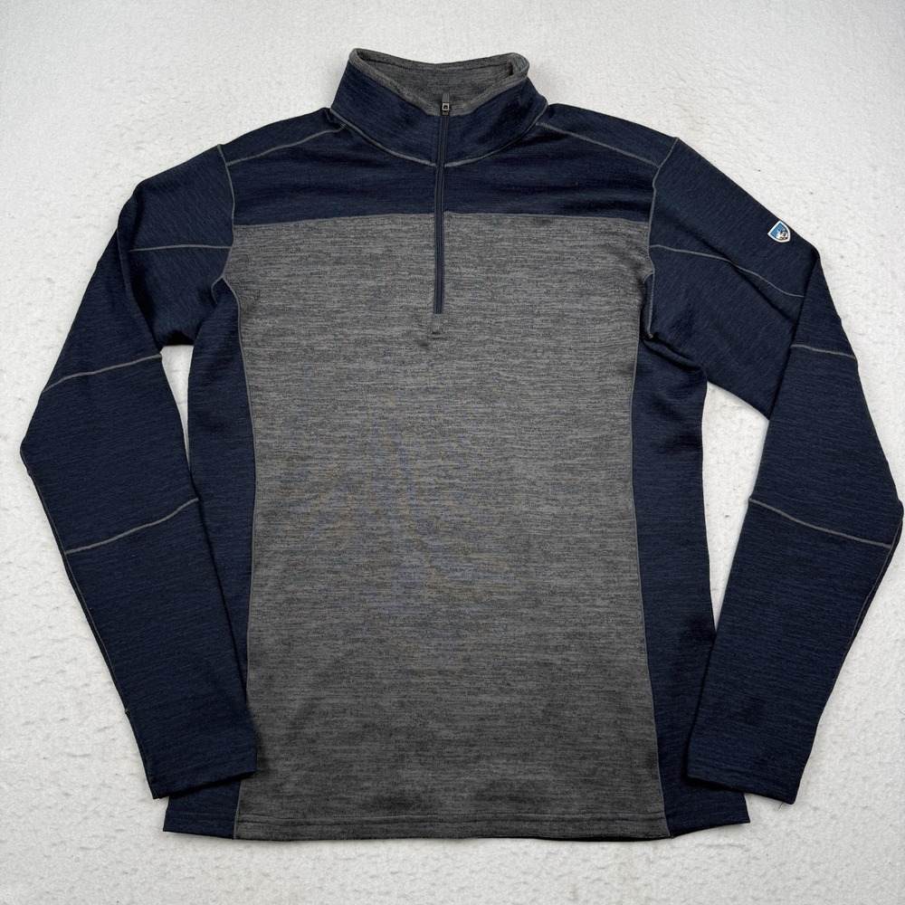 KUHL Ryzer Pullover Mens Medium Blue Quarter Zip Long Sleeve Hiking Top